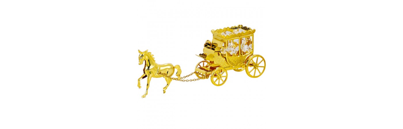 24K GOLD PLATED HORSE WITH CARRIAGE 
